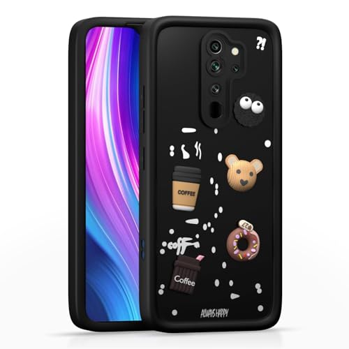 Image of Bintage Cute Fun Taddy| 3D Ball Bear| Donut| Coffee Rubber Case Full Body & Camera Protection Back Cover Compatible for REDMI Note 8 Pro - Black