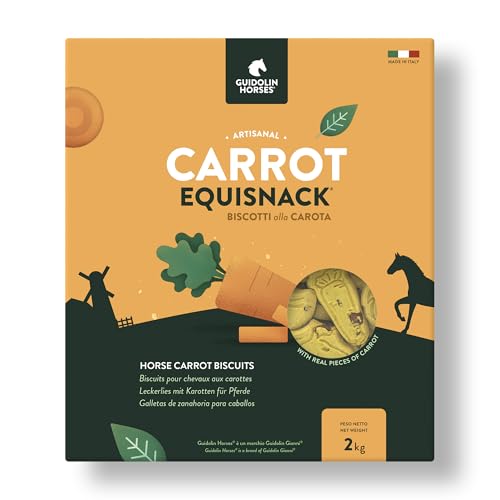 Guidolin Horses Carrot Equisnack – Biscotti per Cavalli con veri pezzi di Carota Snack Naturale e artigianale 2 kg