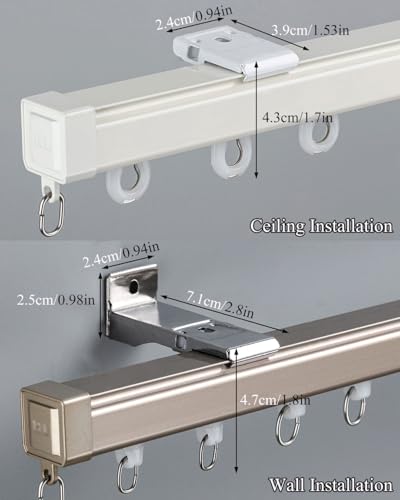 Rail de rideau de plafond robustes au design épuré blanc - 8