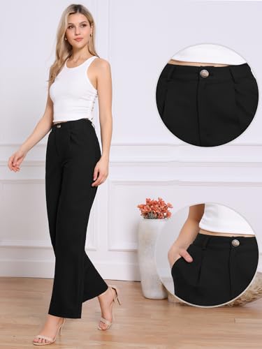 Allegra K Wide Leg Dress Pants for Women's Casual Teacher Work High Waisted Dressy Trousers2