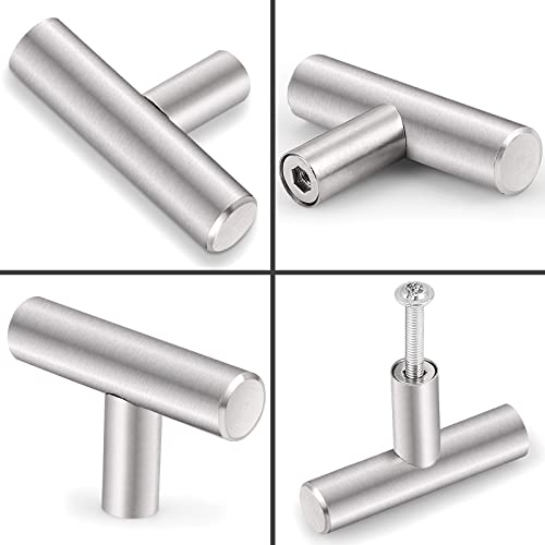 Image of Probrico 10 Pack 10 Inch Hole Centers Brushed Nickel Cabinet Pulls Stainless Steel T Bar Kitchen Cabinet Handles Drawer Dresser Pulls Kitchen Cabinet Hardware