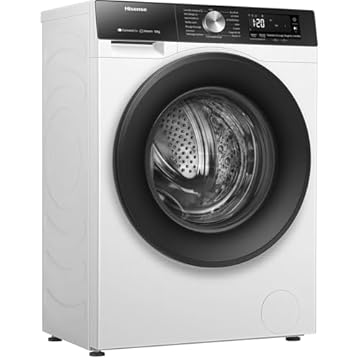 Hisense WF3S1043BW3 – Lavatrice a vapore, classe A, 10,5 kg, connettività WiFi, funzione vapore 99,9%, lavaggio auto wash, lavaggio rapido 15", PureJet, bianco