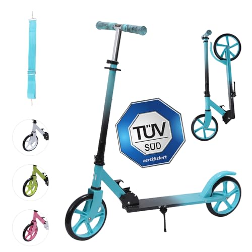 Habib Cityroller - Kick Scooter - Kinderroller für Kinder und Jugendliche Zertifiziert vom TÜV Süd - Faltbarer Aluminium-Tretroller Höhenverstellbar - 200mm Räder - Tragbar - ab 10 Jahren