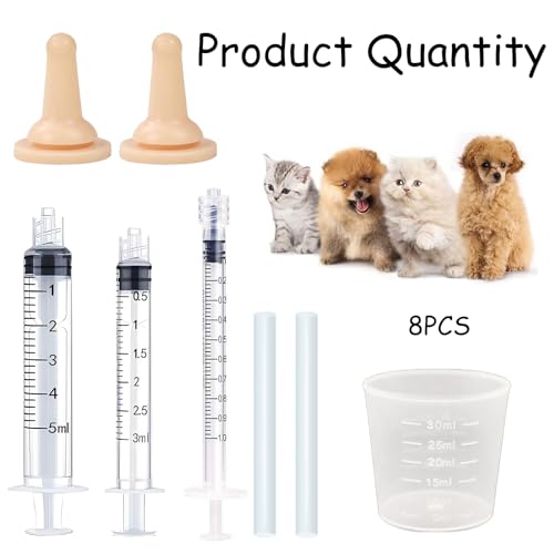 Image of 8 Pcs Injection Syringe for Feeding, Cat Feeding Tool Kit, Easy to Use Pet Care Accessories, Includes Feeding Syringe for Kittens, Puppies, Small Animals