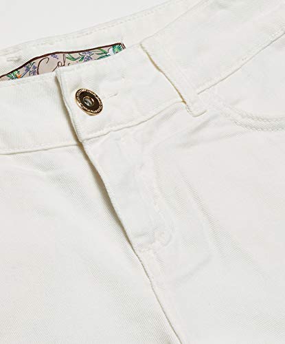 Shorts de sarja Destroyed na barra, Colcci, Feminino, Branco (Off Shell), 42