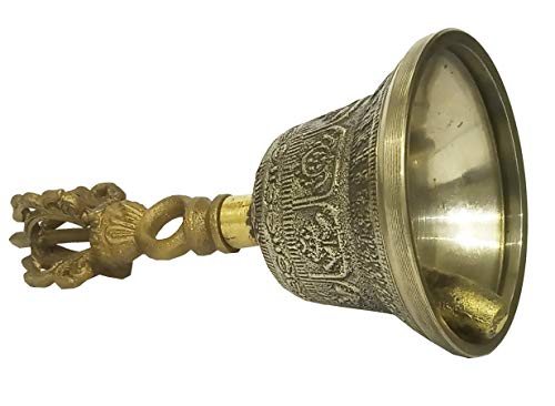 Purpledip Bell Metal Tribhu Handheld Ringing Bell Gahnta with Dorje Handle: Buddhist Tibetan Meditation Prayer Musical Instrument - Image 3