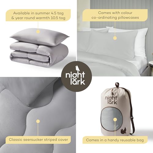 Night Lark Coverless Duvet and Pillowcase Set, Seersucker Collection – Coverless Duvet King Size 10.5 Tog with Advanced Smartfil® Fibre, Machine Washable, Hypoallergenic – Nordic Mist, King Bed Size - Image 5