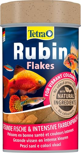 Tetra Rubin Flakes - Mangime per pesci in fiocchi con esaltatori di colore naturali, favorisce la colorazione intensa dei pesci, lattina da 100 ml