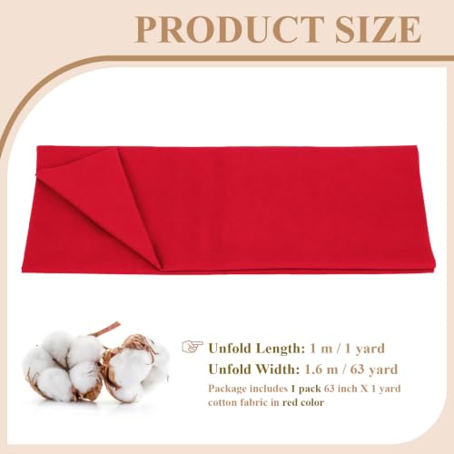 Image of 100% Cotton Fabric, 63 Inch X 1 Yard Red Fabric by The Yard