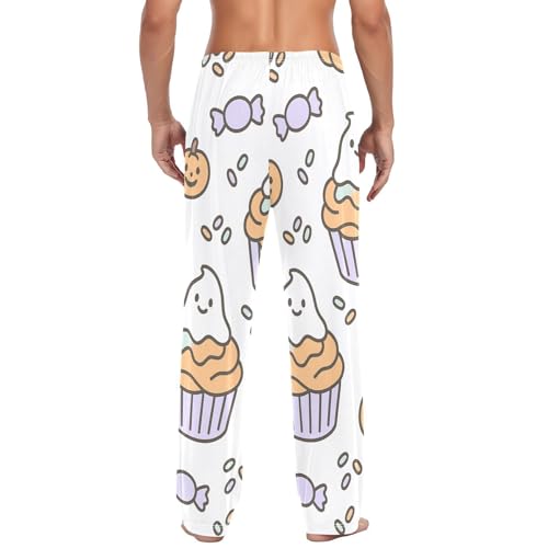 Halloween Cupcake Treats Men's Pajama Bottoms Plaid Pajamas Pants for Men Soft Long Lounge Woven Pj Sleep Pant with Pockets3
