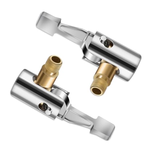 2-Packs Tire Air Chuck, Lock On Air Chuck Tire Inflator Hose Adapter All Metal Locking Tire Air Chuck with Standard Tire Valve Thread Tire Hose Nozzle for Portable Tire Pump/Air Compressor