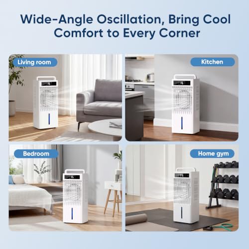 Evaporative Air Cooler, 4-IN-1 Swamp Cooler, Portable Air Conditioners with 6 Speeds & 3 Modes, 3-Gal Water Tank, 15-20 FT/S Airflow, Remote & Touch Control for Home and Office by Ashihoti - Used condition - Image 7
