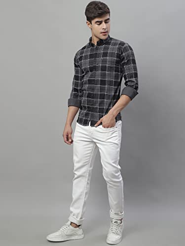 Image of Majestic Man Slim Fit Cotton Casual Check Shirt for Men