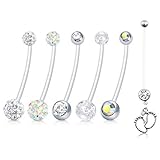 JFORYOU 6 Style Pregnancy Maternity Flexible Bioplast Long Belly Button Rings Navel Retainer Body Piercing 14G 1&1/2 Inch Length