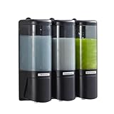 Spacnana Wandmontierter Flüssigseifenspender, Großes Fassungsvermögen 1440 Ml mit Doppelter Anti-Leck-Pumpe, 300.000 Pressungen, Transparente ABS-Flasche für Badezimmer und Küche (Black)
