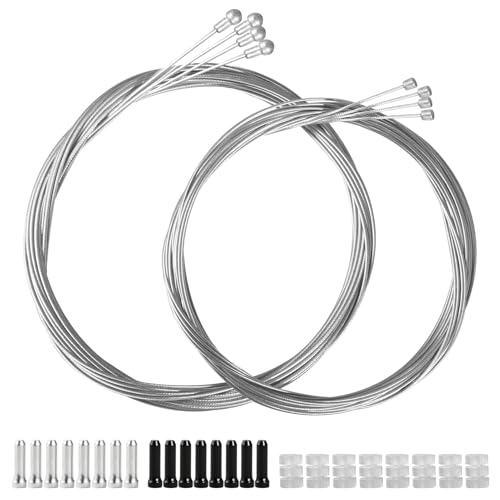 Set de Câble de Frein Vélo pour Shimano SRAM, Kit de Câbles de Dérailleur Universel, Gaine Frein, Ensemble Universel avec 16 Embouts & 8 Clips Isolants,...