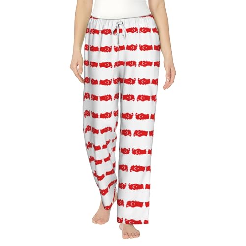 Pantalon pyjama femme Turquie doux imprimé élastique avec poches vêtement détente