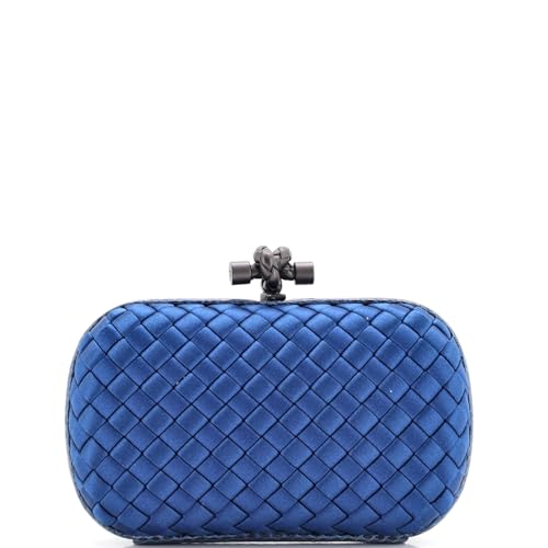 Bottega Veneta, Pre-Loved Box Knot Clutch Intrecciato Satin Small, Blue