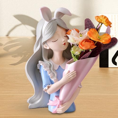 Vase à fleurs pour fille en résine sculpture moderne table - 4