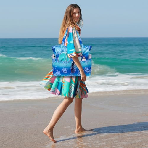 Image of Waterproof Beach Tote Pool Bags for Women Ladies Extra Large Gym Tote Carry On Bag With Wet Compartment for Weekender Travel