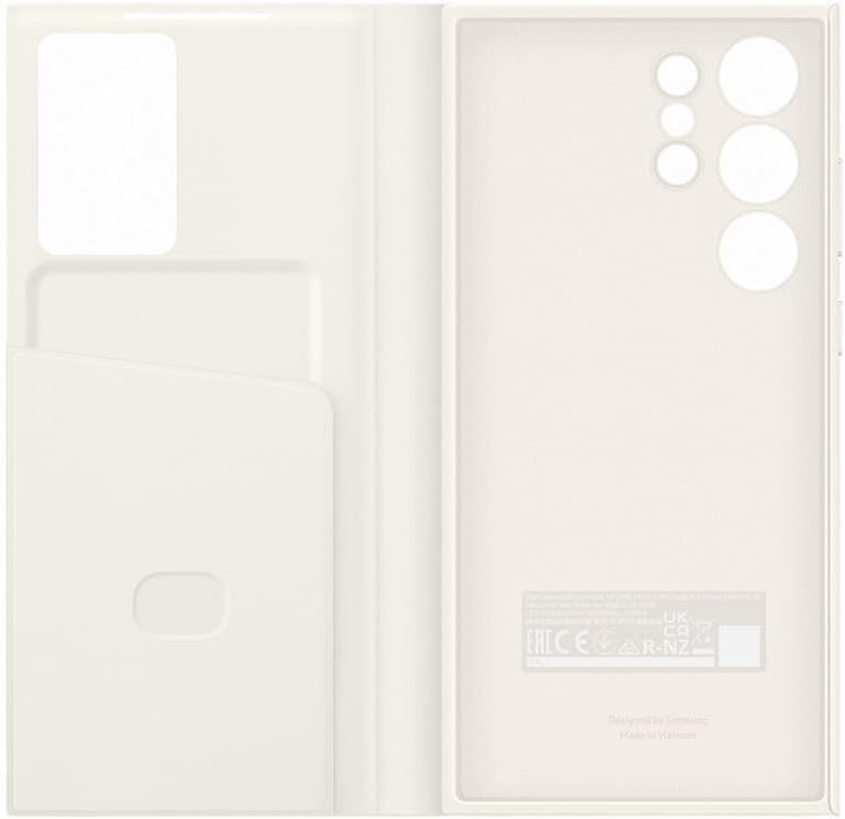 Image of Ultra-Hybrid for Samsung Galaxy S23 Ultra Smart-View Wallet Flip Case - Protective Leather Cover with Smart Screen Display, Tap Control, Slim Design, and Built-in Card Holder (White)
