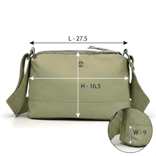 Image of WildHorn Nylon Sling Bag for Women | Lightweight Crossbody Shoulder Bag | 3 Zipper Pockets | Adjustable Strap | Travel, Office & Daily Use
