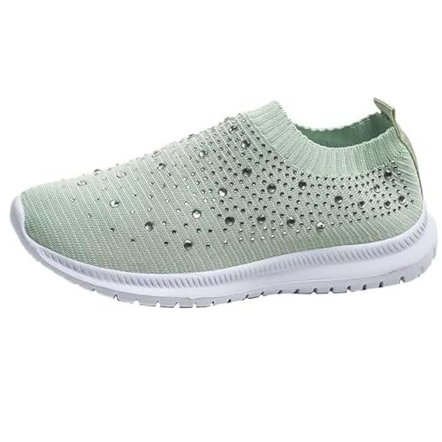 Orthopedic Shoes for Women Rhinestones Mesh Closed Toe Wide Width Breathable Non Slip Walking Shoe Comfortable Sneakers