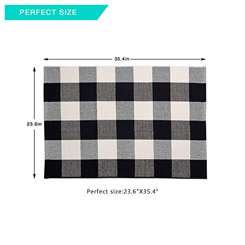 image for kese Buffalo Check Rug Black and White Plaid Rugs 23.6 x 35.4 Inch Cot
