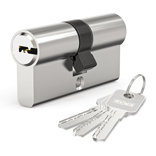 30/30 Euro Cylinder Lock, 60mm Euro Door Barrel Lock with 3 Keys, Nickel Plated Finish, Anti-Pick, Anti-Bump, Anti-Drill, High Security for UPVC, Wooden, Composite Doors