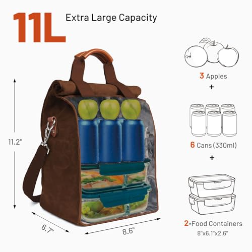 Corebes CLB002 Insulated Lunch Bag For Men/Women, 11L Waxed Canvas Lunch Box thumb #1