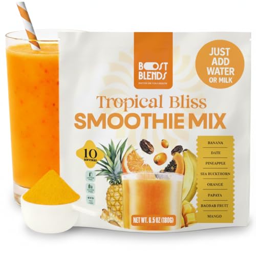Smoothie Mix – Freeze Dried Fruit Powder for Smoothies & Smoothie Bowls – Sugar Free Drink Mix - Great in Yogurt, Ice Cream & Oatmeal – Healthy & Natural - Mix in Seconds - Pineapple, Mango, Date, Papaya & More
