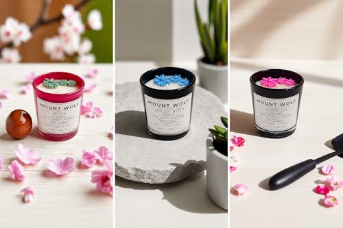 Image of Premium Scented Candle Set - Pack of 3 (Vanilla, Rose & Ocean Blue) | Long-Lasting Aromatherapy Soy Wax Candles for Home Decor, Relaxation & Gifting | 154 gm Each