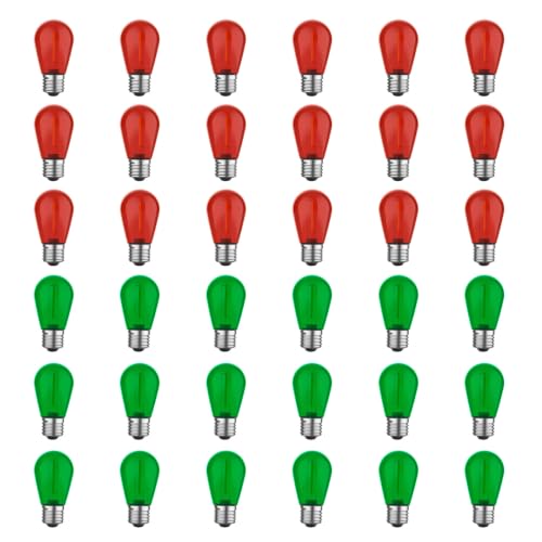 Image of GvvooHome 36 Pack S14 Red and Green Outdoor Light Bulbs for String Lights