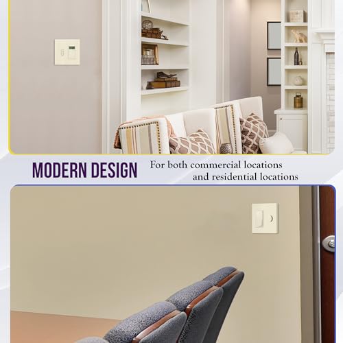 Image of ENERLITES Combination Toggle /Decorator Light Switch Plate, Double Switch Wall Plate, Standard Size 2-Gang 4.68 inch x 4.73 inch, Polycarbonate Thermoplastic, Gloss Finish, SI881131-LA, Light Almond