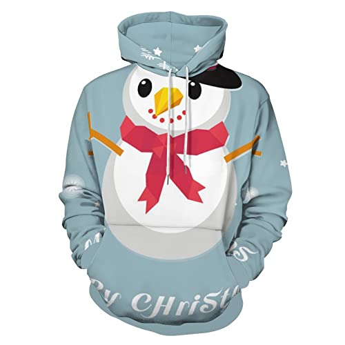 Sweat à capuche bonhomme de neige homme femme grand format L avec poche