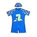 Produktbild Gogokids Jungen Bademode Kurzarm Badeanzug - Kinder EIN Stück Schwimmbekleidung Schwimmanzüge und Badekappe Set Karikatur Dinosaurier, Hellblau S