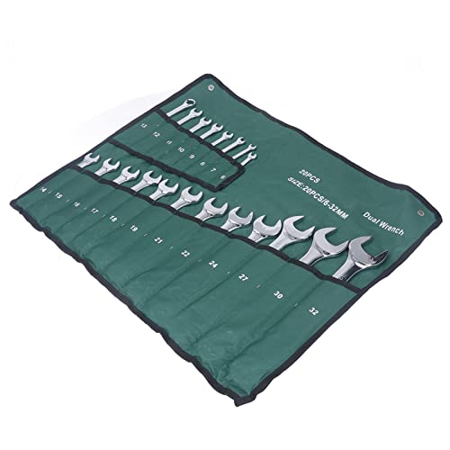 PFXNGMS 20Pcs Combination Wrench Set for Hand Tool Maintenance, CRV Steel Spanner, Chrome Plated, Metric 6-32mm, Long-Lasting Hand Tools for Efficient Tightening and Loosening,