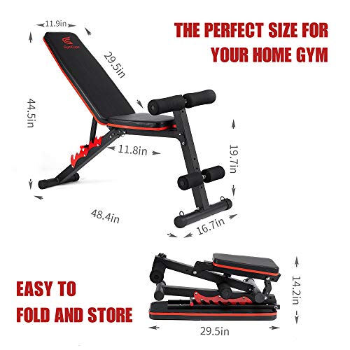 GymCope Weight Bench, Adjustable Strength Training Workout Bench for Full Body, Foldable Utility Incline Decline Bench for Home Gym