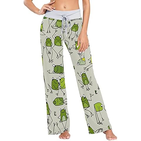 vvfelixl Women's Pajama Pants Funny Frogs Sleepwear Lounge Pajama Bottoms Green XS Cover