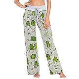 vvfelixl Women's Pajama Pants Funny Frogs Sleepwear Lounge Pajama Bottoms Green S
