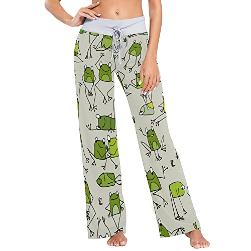 Vvfelixl Women's Pajama Pants Funny Frogs Sleepwear Lounge Pajama Bottoms Green S #TOP12