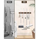 Broom Holder Wall Mount, 4 Holders 4 Hooks Mop and Broom Organizer - Image 2