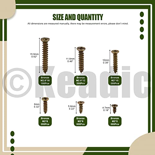 Keadic 1290 Pcs Small Self Tapping Screws Assortment Kit - Image 2