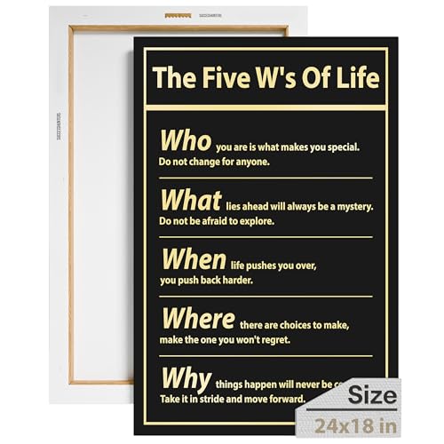 Motivational Wall Decor - The Five W's of Life -