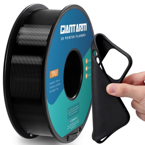 GIANTARM TPU Filament 1.75 mm Flexible Soft 3D Printer Consumables Black 1 kg Spool (2.2 lb.), Dimensional Accuracy +/- 