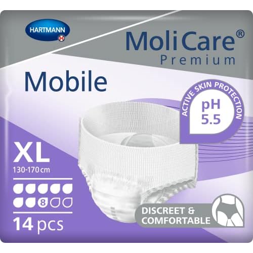 MoliCare Premium Mobile Einweghose: Diskrete Anwendung bei Inkontinenz für Frauen und Männer; 8 Tropfen, Gr. XL (130-170 cm Hüftumfang), 14 Stück