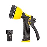 Garden Hose Spray Nozzle by GardenGuru | 9-Pattern Heavy Duty Multi-Sprayer - High Pressure Nozzle for Garden Hose - Wash Dogs, Lawns, Pets and Cars - Includes Detachable Shutoff Valve Attachment