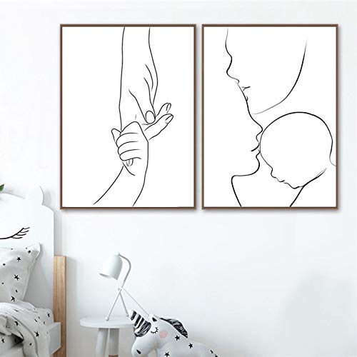 Affiche d'amour maman et bébé en toile abstraite pour célébrer la maternité