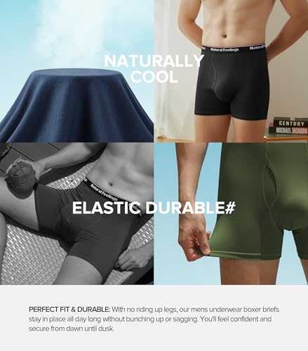 Image of Natural Feelings Boxer Briefs Mens Underwear Men Pack Soft Cotton Open Fly Underwear