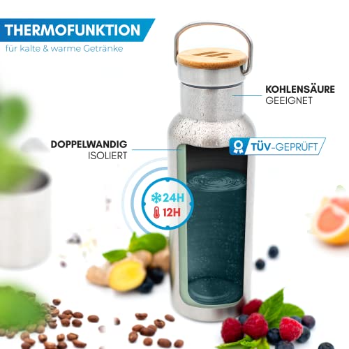 Thermoflasche aus Edelstahl mit Teesieb und 1L Fassungsvermögen